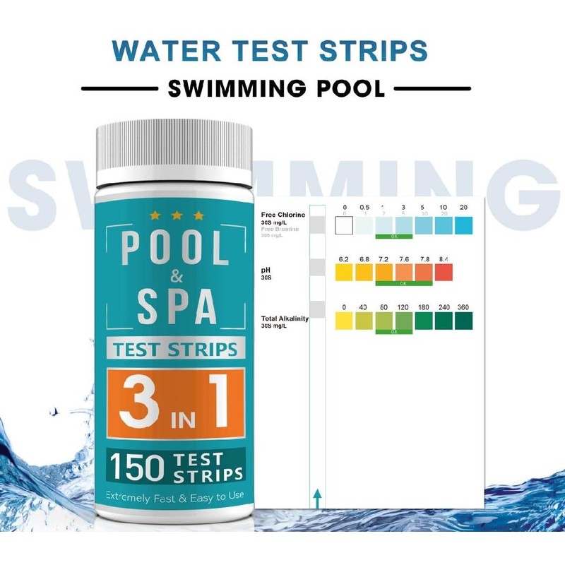 Pool and Hot Tub Test Strips 3IN1, Pack of 150,