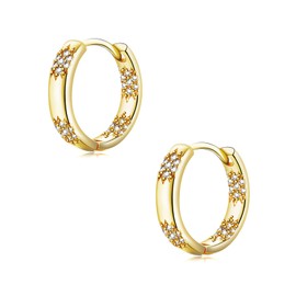 Gold Earrings for Women, Yellow Gold Hoops | Hypoallergenic Small Cubic Zirconia Huggie Earrings Dainty Sleeper Jewellery Christmas Birthday Gifts