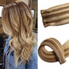 18Inch Tape in Hair Extensions Human Hair Balayage Golden Brown