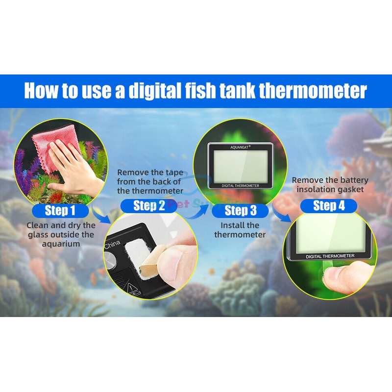AQUANEAT Aquarium Thermometer, Fish Tank Thermometer, Wireless Thermometer