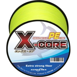 KUROSAWA X-CORE PE Fishing Line, Braid Strands: 4 Braids, Line Strength: 40 lb (Gou No.3 or 18.1 kg), Line Length: 328.1 yd (300 m), Line Color: Vivid Yellow