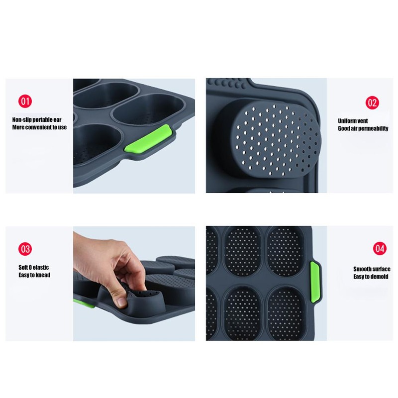 Silicone Bread Mold French Baguette Baking Tray with Oil Brush