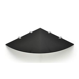 BSM Marketing Wall Mounted Floating Acrylic Corner Shelf with Chrome Supports available in Clear, Black and White (Black, 300mm x 300mm)
