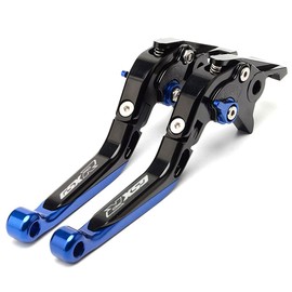 YOUMOTECH Motorcycle CNC Adjustable Folding Extendable Brake Clutch Levers for Suzuki GSX-R600 1997-2003 GSX-R750 1996-2003 GSX-R1000 2001-2004 (Black Blue)