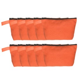 sourcing map Canvas Makeup Bags, 10pcs Travel Cosmetic Bags Bulk, Multipurpose Plain Toiletry Zipper Pouches Blank DIY Craft Bags Pencil Bag for Women Teens, Orange(7.5 x 5 x 1.8inch)