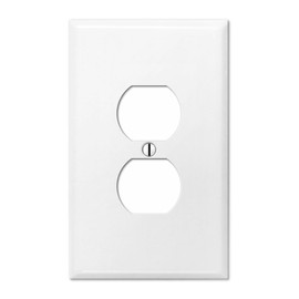 OVERSIZED Metal Outlet Cover, 1 Gang OVERSIZE Electrical Outlet Cover Plate, Socket Cover for Outlets, Outlet Wall Plate, One Gang White Wall Plug Cover - Made in USA, UL Listed, 5.5 x 3.5 Inches