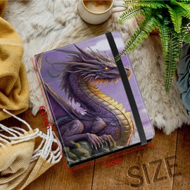BFSEROBJ Small Photo Album 4x6 inch 120 Pictures PU Leather Photo Albums with Transparent Inner Pockets and Elastic Band for Wedding Boys Girl Travel Family Pictures - Purple Dragon