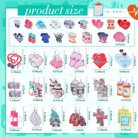 Nosiny 36 Pairs Wooden Nurse Earrings for Women Cute Nurse Stud Earrings Set Cna Week Gifts Bulk Stethoscope Gnome Nurse Hat Kawaii Fun Dangle Earrings Jewelry for Doctor Appreciation Gifts