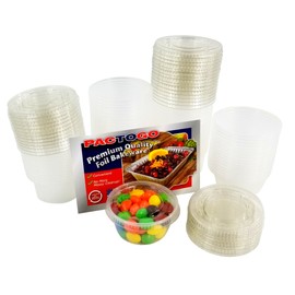 PACTOGO 2 oz. Disposable Translucent Portion Food Cups (Souffle Cups/Jello Shot Cups) with Lids - Pack of 200 Sets