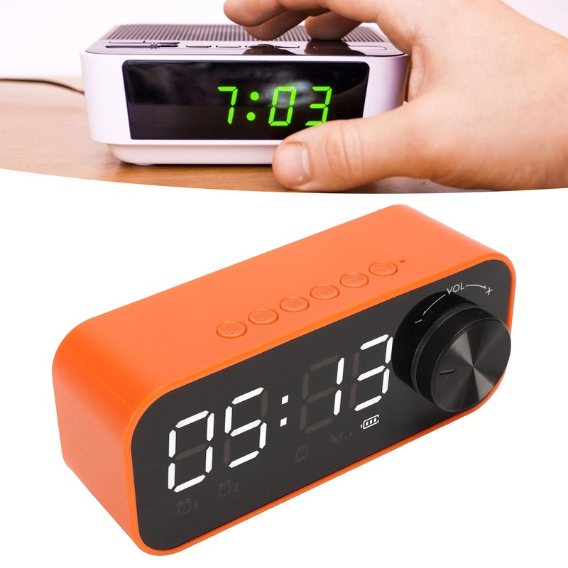 Mini Bluetooth Speaker Heavy Bass Dual Alarm Clock Portable Wireless