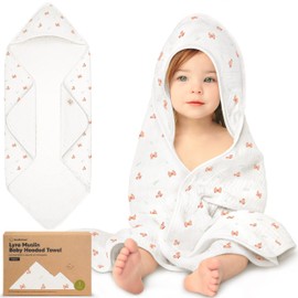 KeaBabies Muslin Baby Towel with Hood for Girls, Boys - Organic 100% Cotton Hooded Towel Baby for Newborns, Toddlers, Soft Absorbent Large Baby Towel Hood (Monarch)