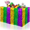 QLINLEAF 2 Pack Mardi Gras Table Skirt Purple Green Gold