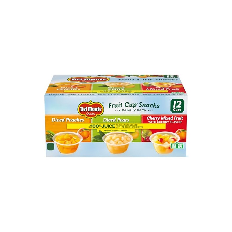 Del Monte Fruit Cup Snacks Variety Pack in 100% Juice,