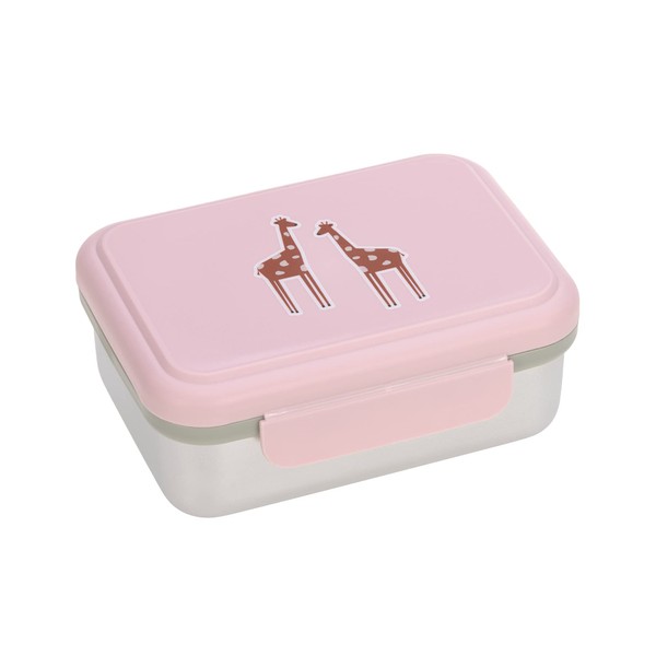 LÄSSIG Children’s Lunch Box, Stainless Steel Breakfast Box, Sustainable, for Nursery, School, Safari Giraffe