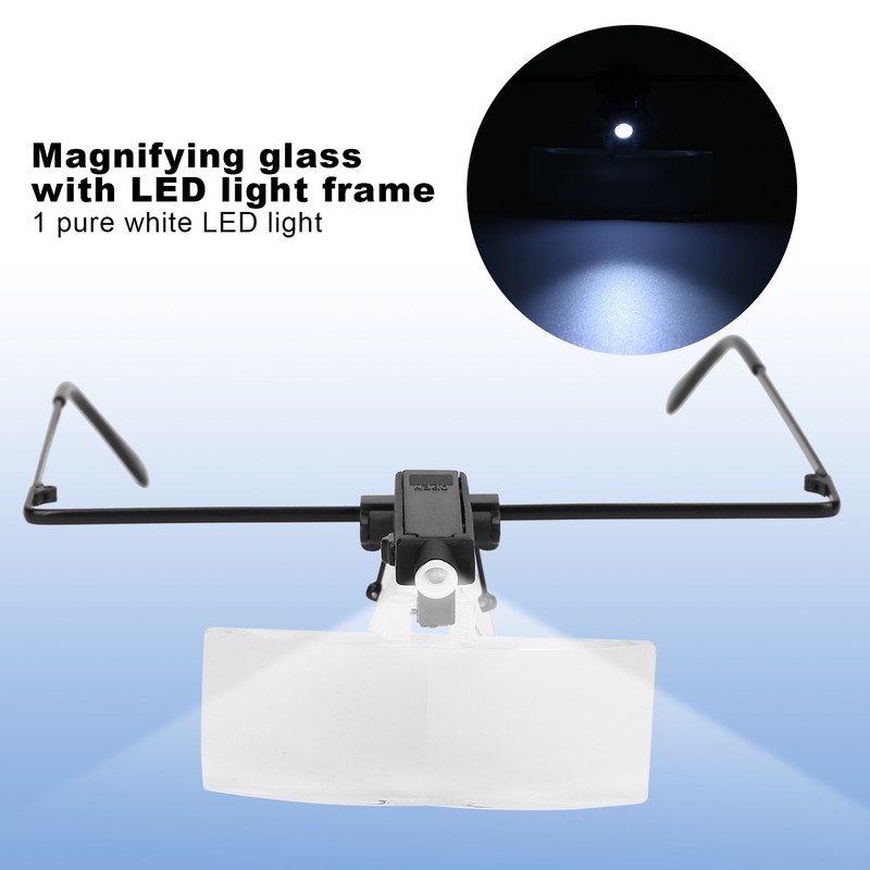 Eyeglasses Magnifier LED Light Hands Free Magnifying Glass for Watch
