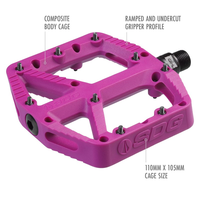 SDG Components, Comp, Platform Pedals, Body: Composite, Spindle: Cr-Mo, 9/16'',