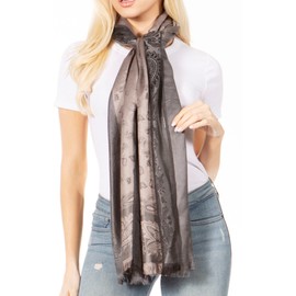 Sakkas 18205 - Alessa Women's Silky Soft Reversible PaisleyPrint Pashmina Scarf Shawl Wrap - Grey - OS