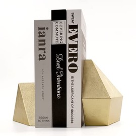 Ambipolar - Sujetalibros Decorativos de Hierro Fundido Dorado para Libros Pesados, sujetalibros Abstractos para estanterías, computadora de Oficina, decoración de Sala de Estar