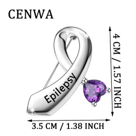 CENWA Epilepsy Disease Purple Ribbon Brooch Pin Epilepsy Awareness Gift Purple Awareness Epilepsy Survivor Jewelry, Metal, no gemstone