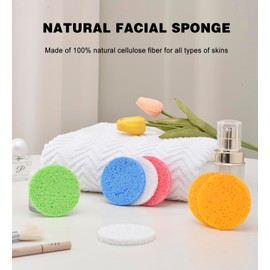 METUUTER 50 PCS Compressed Facial Sponges for Estheticians- 100% Natural Cellulose Face Cleansing Sponge Spa Sponges for Face Cleansing, Massage, Pore Exfoliating, Mask, Makeup Removal
