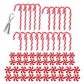 MOTOPANDA 60Pcs Candy Canes Christmas Tree Decorations-Plastic Peppermint Candy Cane Ornaments for Christmas Tree Decor Candy Lollipop Craft Christmas Party Supplies