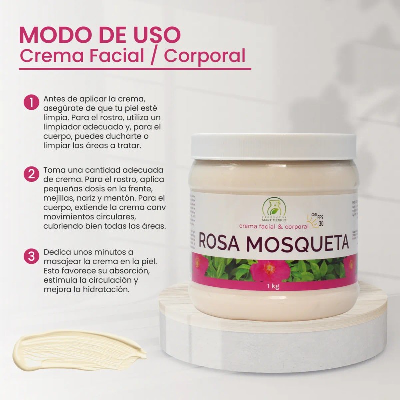 Crema De Rosa Mosqueta Anti-edad Con Filtro Solar (1 Kilo)