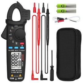 1mA DC Clamp Meter True RMS 6000 Counts Auto-Ranging Digital Multimeter Capacitance Temperature Ohm Live Check V-Alert Low Impedance Voltage Tester for HVAC Automotive