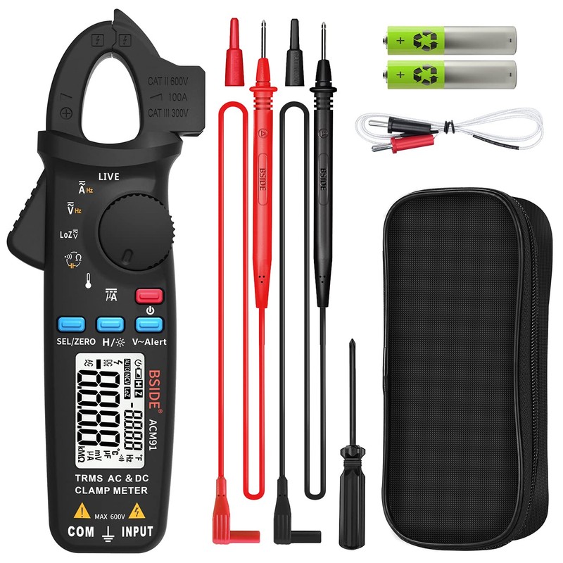 1mA DC Clamp Meter True RMS 6000 Counts Auto-Ranging Digital