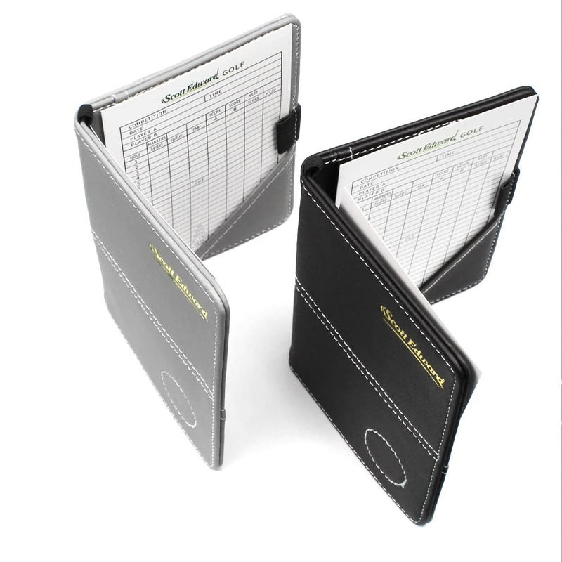 Scott Edward ゴルフ スコアカードカバー レザー スコアカードホルダー 統計とスコアトラッキング 防水 ソフト 厚手
