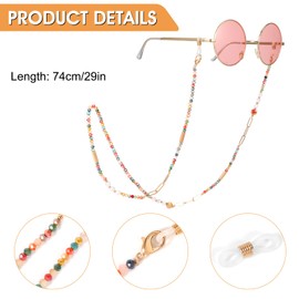 BTHRORO Brillenketten für Damen, Bunte Perlen Brillenbänder Sonnenbrillenband Lesebrillen Brillen Cord Anti-Rutsch Brillenband für Frauen Mädchen