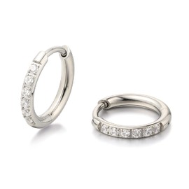 Limerencia Titanium Hoop Earrings for Men and Women, G23 Medical Hypoallergenic Health Stud Hoop Earrings, 8-14 mm Earrings for Sensitive Ears, Fashion Women's Jewellery, Titanium, Cubic Zirconia