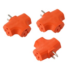 Maximm 3 Grounding ETL Certified Outlet Plug Adapter Heavy-Duty Grounded Power Tap, (3 Pack, Orange)