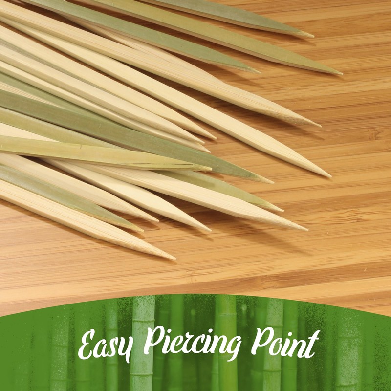 BambooMN Flat Sticks Bamboo Kebab Food Drink Skewers - 9"