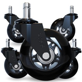 Las ruedas originales para silla de oficina Rollerblade (como se ve en PBS) – Ruedas enrollables increíblemente suaves y silenciosas, seguras para suelos y alfombras de madera dura, fácil instalación