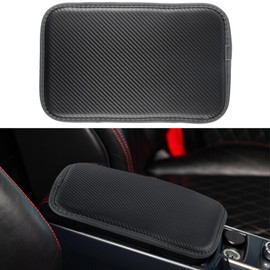 Amiss Car Center Console Pad, Universal Waterproof Car Armrest Seat Box Cover, Car Interior Accessories, Carbon Fiber PU Leather Auto Armrest Cover Protector for Most Vehicle, SUV, Truck, Car (Gray)