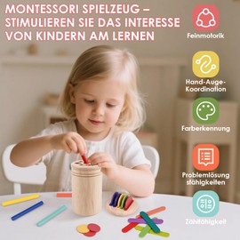 Gaethra Montessori Toy from 1 2 3 Years, Baby Toy Wood, 3 in 1 Colour Shape Sorting Game Baby Motor Skills Toy with Storage Bag for Girls and Boys from 1 2 3 Years