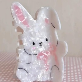 Easter Bunny Hair Clips White Bunny Hair Claw Clips with Cute Design Hair Barrettes for Thick Hair Thin Hair for Women Cute Acrylic Kawaii Hair Accessories Clamps Cosplay Party Easter Decorations