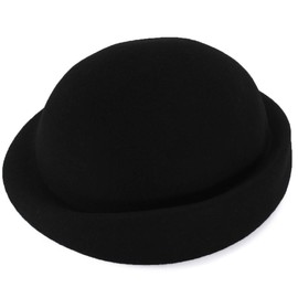 Lawliet Womens Vintage Style Wool Felt Beret Derby Solid Hat Millinery Craft A553 (Black)