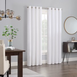 Eclipse Aurelia Velvet Room Darkening Grommet Noise Reduction Window Curtains (2 Panels), 52 in x 108 in, White