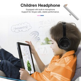 ciciglow Wired Headset for Kids, Foldable Stereo Headphones with Microphone, 3.5mm Jack On Ear Headset for Cellphones Computer(Black)