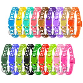 BOUMUSOE 18 Pcs Puppy Collars for Litter Adjustable Puppy Whelping Collars Soft Nylon Puppy ID Collars with Safety Quick Release Buckle for Small Medium Dogs( 19-32cm )