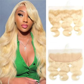 613 Frontal 13x4 HD Transparent Lace Closure 100% Russian Blonde Human Hair Ear To Ear Blonde Frontal Free Part Natural Hairline 20 Inch
