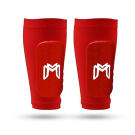 MediCaptain Mini Shin Pad Sleeves - Mini Shin Guards Soccer – Built in Shin Pads for Men, Women, Teens – Perfect for High Level Players - Lightweight:_Red_Maxi (5.5 x 2.8 in)