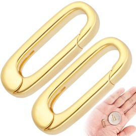 Winsyison 2pcs 18K Gold Plated Oval Necklace Connector, Brass Wedding Necklace Pendant Clasp for Jewelry Making, Spring Clasp Connector for Bracelet Keychains Making