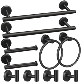 10pcs Bathroom Hardware Set, Including 16" Hand Towel Bars, Toilet Paper Holders, Towel Rings, Robe Towel Hooks