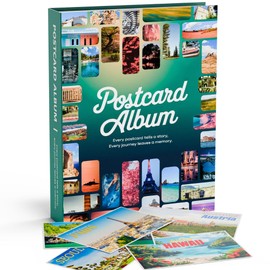 Postcard Album Book for Collecting, Sleeves Included, Post Card Album Holder Book and Organizer Binder, Post Card Collection Display Storage, Memory Collectors, Travel Photo Album 4x6