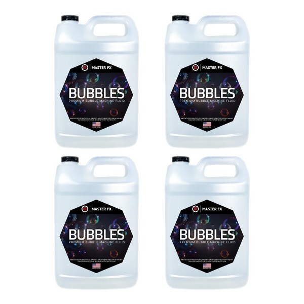 Bubbles - Premium Bubble Machine Fluid - Creates Long Lasting Colorful Bubbles - Non-Toxic - 4 Gallon Case