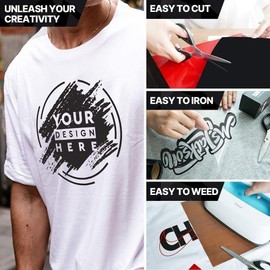 wintfarm Heat Transfer Vinyl Roll 12" x10ft,HTV Iron on Vinyl for DIY T-Shirts Garments Bags and Other Fabrics(Black)