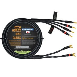 WORLDS BEST CABLES 5 Foot - Canare 4S11 – Audiophile Grade - HiFi Star-Quad Bi-Wire Single Speaker Cable for Center Channel with Eminence Gold Spade & Banana Connectors [Spade x2 – Banana x4]