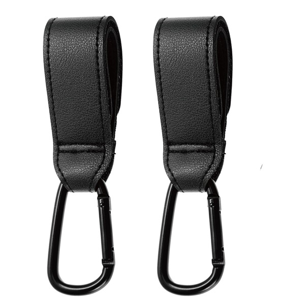Skyzone 2 PCS Buggy clips, Pram Hooks Shopping Bag for Easy Carrying, Stroller clip with Sturdy Carabiner for Pram, Shopping Bag, Handbag or Coin Bag (Black)